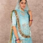 Ocean Blue Gottapatti Kundan Work Rajputi Poshak | Dori Work on Pure Georgette | Jaipurio Designer Collection